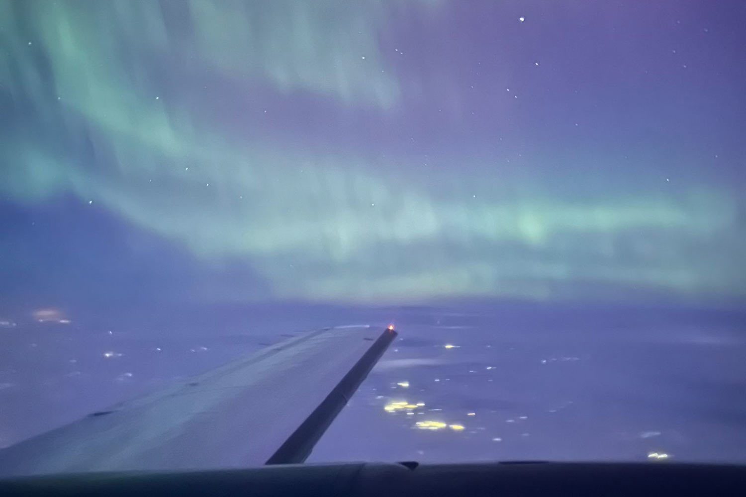 flying beside northern lights
